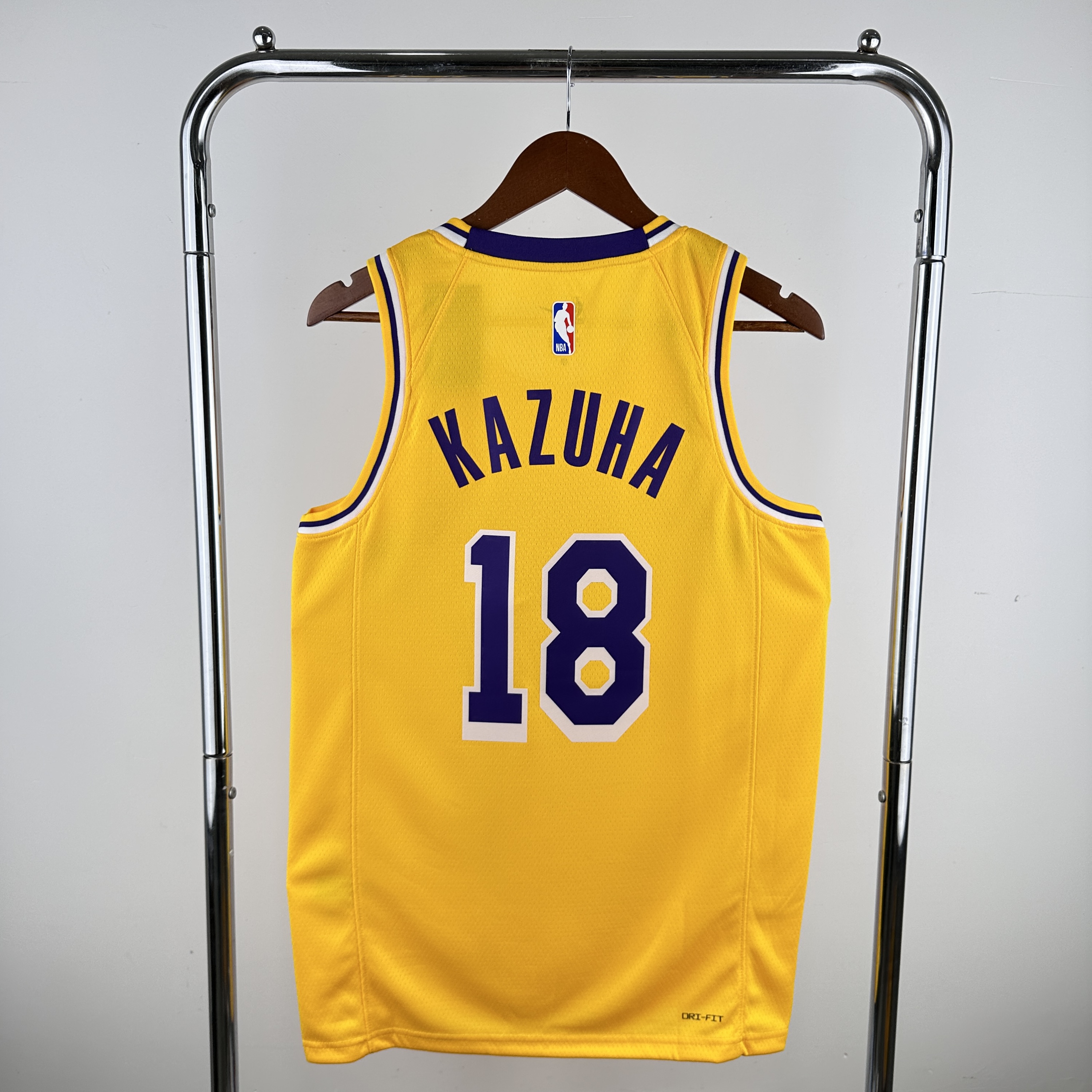 Men Los Angeles Lakers 18 Kazuha Yellow Nike Custom 2024 NBA Jersey
